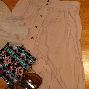 Button Down POCKETS Midi Skirt